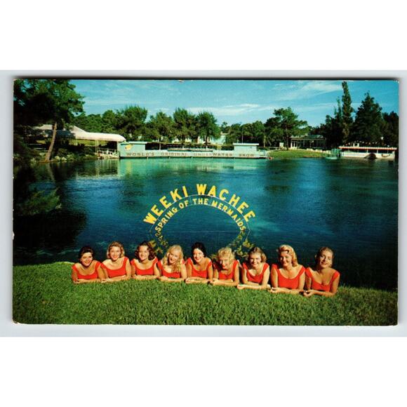 Postcard Weeki Wachee Spring Of The Mermaids Florida Underwater Show Chrome 1959 - Picture 1 of 2